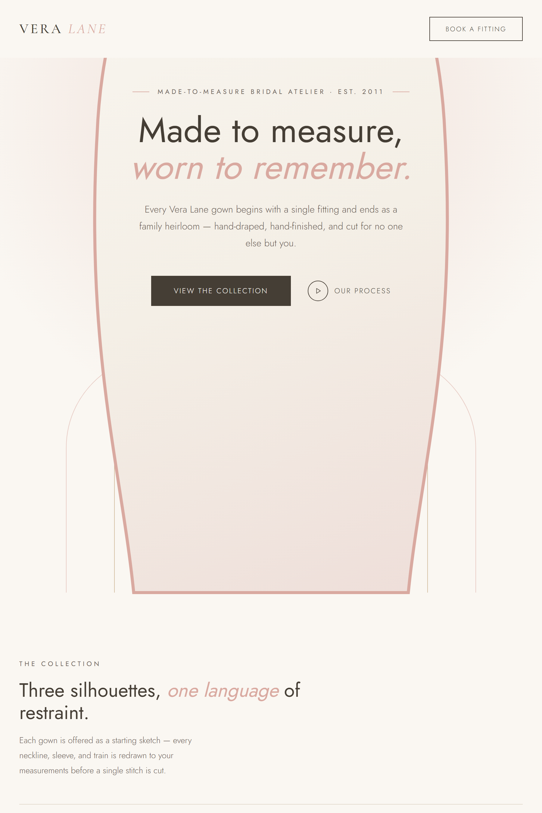 Vera Lane Bridal — website screenshot